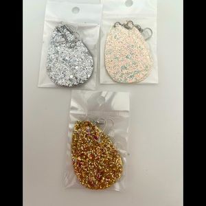 3 sets of glitter teardrop earrings